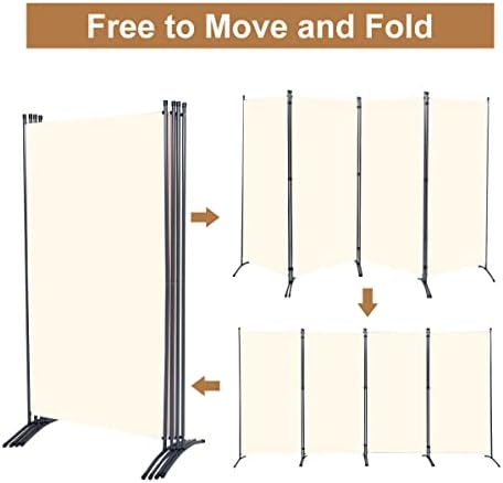 4 Panel Folding Room Divider,136" W x 71.3" H Portable Privacy Screen,Beige - Image 4