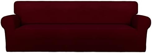 PureFit Stretch Couch Covers for Sofa 4 Seater Slipcovers Wine by PureFit