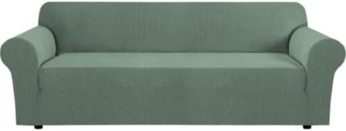 H.VERSAILTEX Stretch Sofa Covers 4 Seater Sofa Slipcovers for Living Room Dog Cover for Couch Feature Thick Checked Jacquard Fabric with Elastic Bottom, Sofa X-Large - Loden Frost by HVERSAILTEX