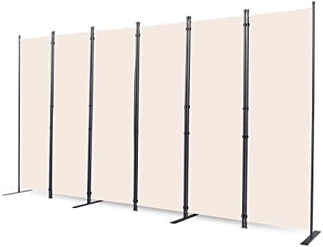 Room Divider, 6 Panel Folding Privacy Screens with Wider Feet, Cream by CHOSENM