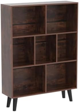 LEYAOYAO Cube Bookshelf, Mid-Century Modern Book Shelf with Legs, Brown - Image 5