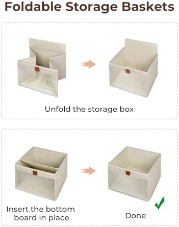StorageWorks Fabric Storage Bins with Clear Window, Brown and Beige, 3-Pack - Image 6