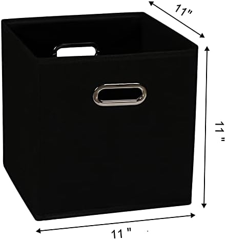 Fabric Cloth Storage Bins,Fabric Cube Organizer with Dual Handles Foldable Cube Storage Baskets for Home Bedroom Storage,Set of 6, Black - Image 2