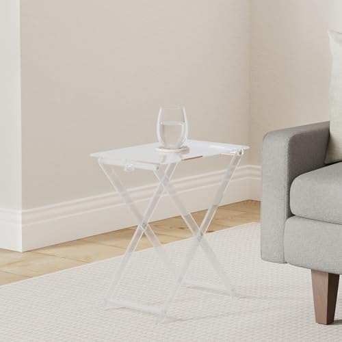TV Tray Acrylic Folding TV Tray Table Foldable Furniture Modern Small Desk Space Saving Side Table for Living Room, Bed Room, Kitchen Serving Table Snack Eating Tables Easy Assembly - Image 2