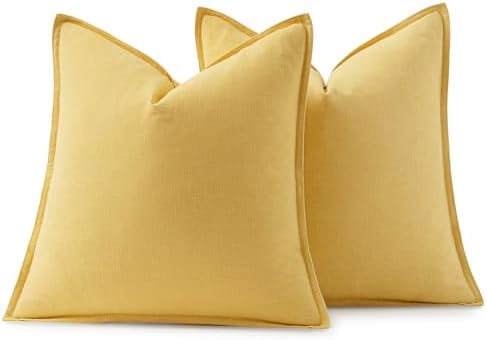 MIULEE Decorative Linen Pillow Covers 20x20 Inch Yellow - Image 6