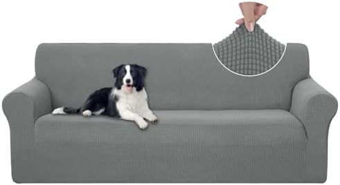 U-NICE HOME Stretch Couch Cover Slipcover for 3 Cushion Sofa, Grey by U-NICEHOME