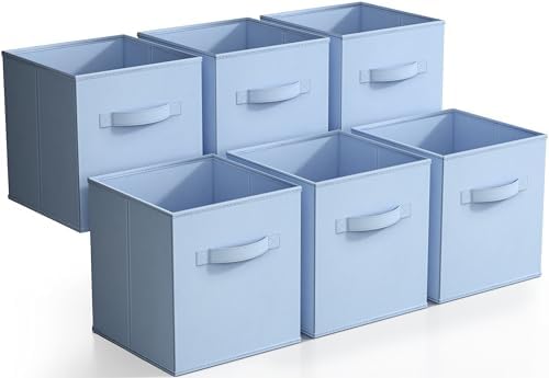 Sorbus Fabric Storage Cubes, 6-Pack Foldable Bins (11 Inch, Pastel Blue) by Sorbus