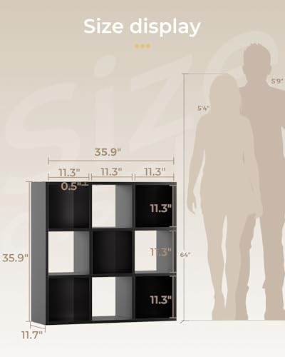 GTPLAYER 9-Cube Storage Organizer, Fits 11" Bins, Vertical or Horizontal Use, Opening Bookshelf, Partial Back Panels, Design Bookcase, for Living Room, Media Console, Hallway, Black - Image 2