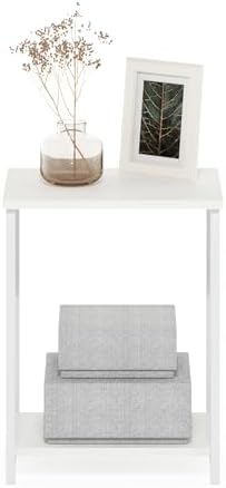 Furinno Simplistic Side Table, 2-Tier Metal Frame Modern End Table with Open Shelf, Night Stand, Bedside Table, for Living Room, Bedroom, White - Image 5