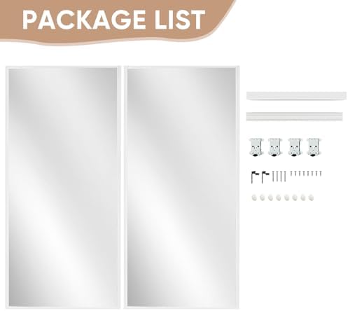 BARNSMITH 72 x 80 Inches Mirrored Closet Door, One Side Mirror with Top & Bottom Track Kits, 2-Panels Steel Frame Sliding Mirror Closet Door, Easy to Install - Image 2