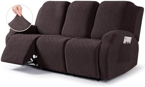 VANSOFY Stretch Recliner Couch Cover, Slipcover, Chocolate, 3 Seater by VANSOFYFURNITURECOVERS