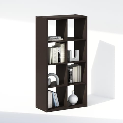 Furinno Simple 8-Cube Storage Organizer, Display Shelf, Dark Oak - Image 5