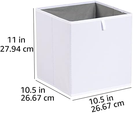 Amazon Basics Collapsible Closet Organizer Cube Storage Bins, Space-Saving Storage Baskets for Shelves, White, 10.5x10.5x11", 6-Pack - Image 5