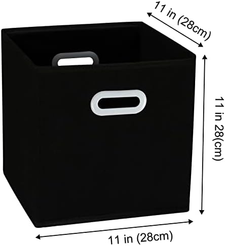 Fabric Cloth Storage Bins,Cube Organizer with Dual Handles Foldable Baskets for Home Bedroom,Set of 3, Black - Image 2