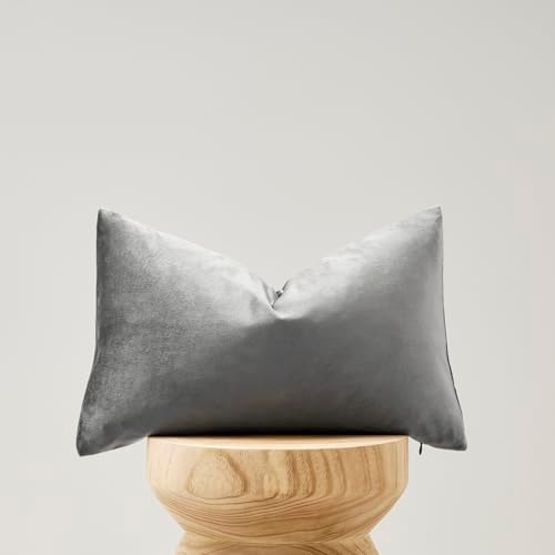 GIGIZAZA Dark Grey Velvet Throw Pillow Covers 12x20 Pack of 2 - Image 6