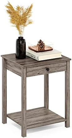 Furinno Classic Side Table with Drawer, 1 Pack, Rustic Oak by Furinno-FitsYourSpaceFitsYourBudget