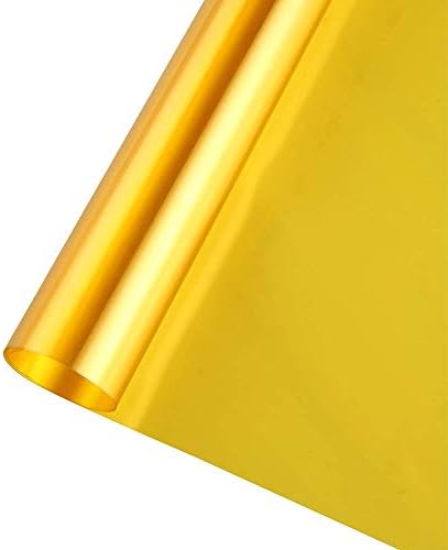 Transparent Decorative Window Film Anti UV Colorful Adhesive Vinyl Heat Insulation Solar Window Tinting Sheets Glass Film for Christmas Home Decoration, 35.4Inch x 10Feet, Yellow by SUMAGITIN