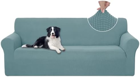 U-NICE HOME Stretch Couch Cover Slipcover for 3 Cushion Sofa, Light Blue by U-NICEHOME