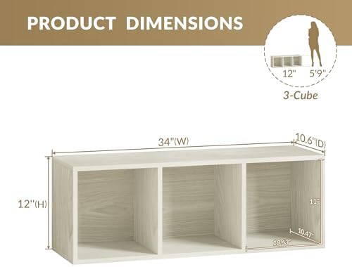 IOTXY DIY Modular Cubby Bookcase - Stackable 3-Cube Open Bookshelf, Oak - Image 3