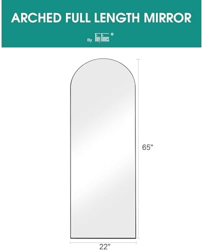 65''x22'' Arched Full Length Mirror, Floor Mirror with Stand, Full Body Mirror, Wall Mirrors, Modern & Contemporary Full Length Mirrors, Aluminum Alloy Frame - Black - Image 2