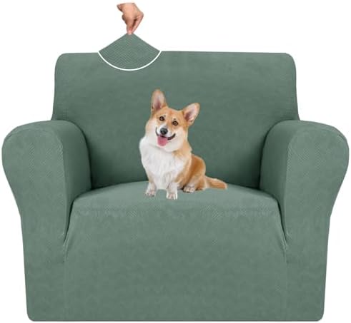 MAXIJIN Chair Covers for Living Room 1 Piece Stretch Sofa Chair Slipcovers with Arms (31"-46") Furniture Protector for Dog Pet Couch Armchair Cover (Chair, Diamond Pattern Pea Green) by MAXIJIN