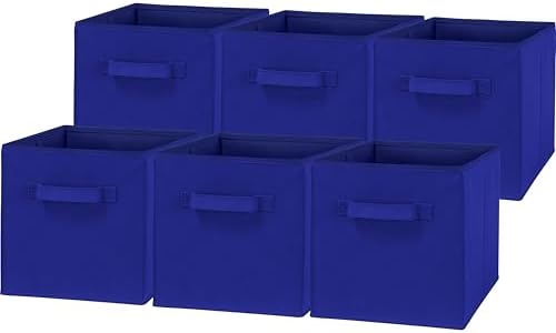 Simple Houseware 11-Inch Foldable Cube Storage Bins, Dark Blue, 6-Pack by SimpleHouseware