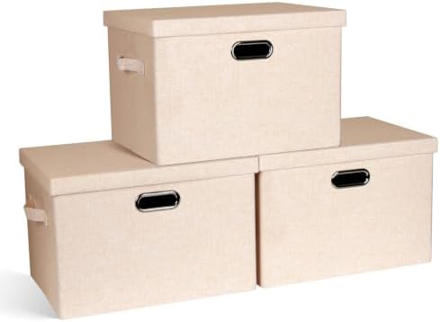 Storage Bins with Lids Fabric Closet Organizers Cubes Office Organization by GraciadecoStorage