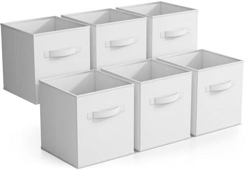 Sorbus Fabric Storage Cubes, 6-Pack Foldable Bins (11 Inch, White) by Sorbus