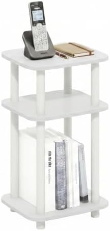 Furinno JUST 3-Tier Telephone Table, Turn-N-Tube Toolless Side Table with Open Shelf, Round Curve Corner Night Stand, Bedside Table, for Living Room, Bedroom, White by Furinno-FitsYourSpaceFitsYourBudget