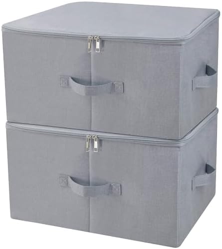 17.6 X 13.6 X 9.7",Folding Closet Clothes Storage Boxes with Zip Lid, 2 PCS by iwillCREATEPRO