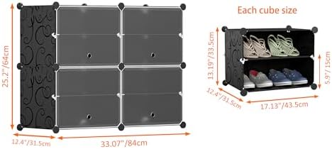 HOMIDEC Shoe Rack Organizer 16 Pair Modular Shoe Storage Cabinet for Closet - Image 2