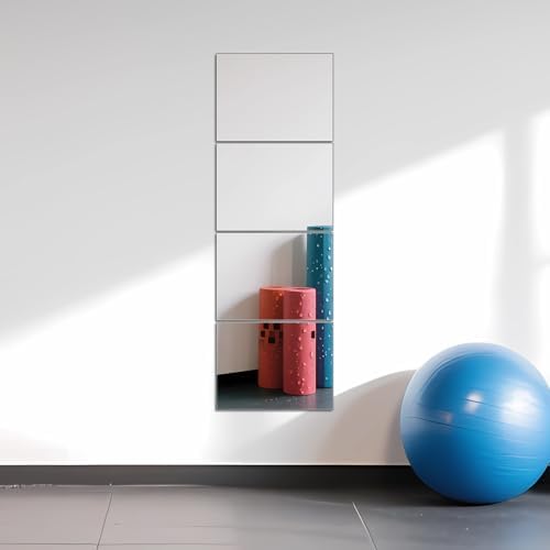 Full Length Mirror Tiles, 16" x 12" x 4PCS Home Gym Mirror for Wall, Glass - Image 2