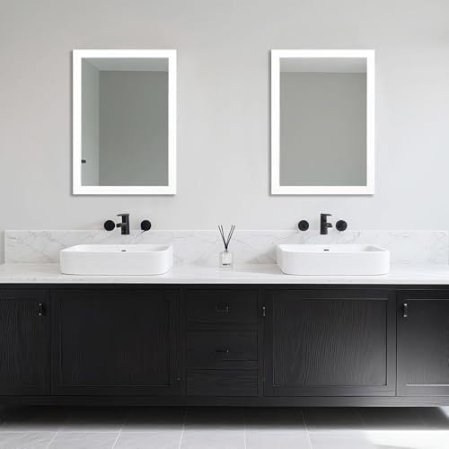 Bathroom Mirror for Over Sink 28x20 Inch Rectangular Wall Mirror, White - Image 5