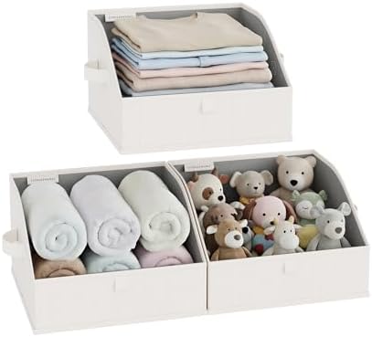 StorageWorks Closet Storage Bins Trapezoid, Mixing of Beige, Small, 3-Pack by StorageWorks