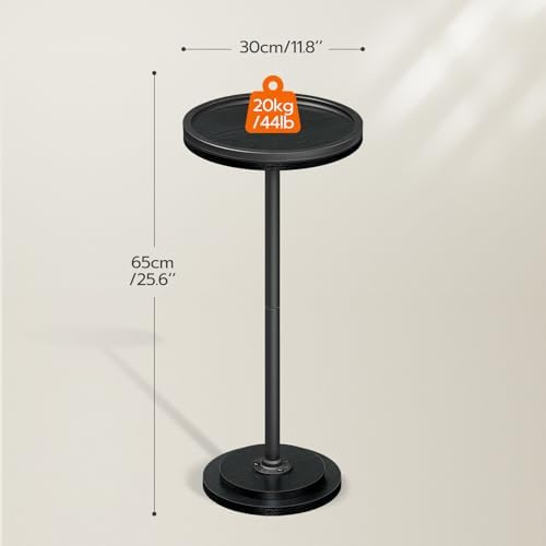 HOOBRO Small Round Side Table, Drink Table, Coffee Martini Table with Pedestal Accent for Small Spaces in Living Room, Bedroom, Sofa Couch, Black BB168BZ01 - Image 3