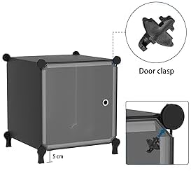 6Cube Storage Organizer Modular Stackable with Doors Black - Image 4