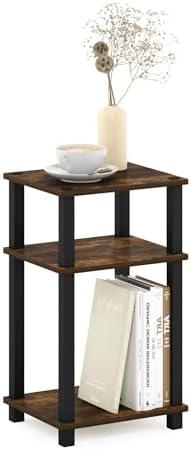 Furinno JUST Toolless 3-Tier Side Table, Open Shelf End Table, Amber Pine by Furinno-FitsYourSpaceFitsYourBudget