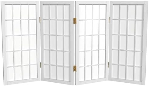 2 ft. Short Desktop Window Pane Shoji Screen - White - 4 Panels by RedLantern