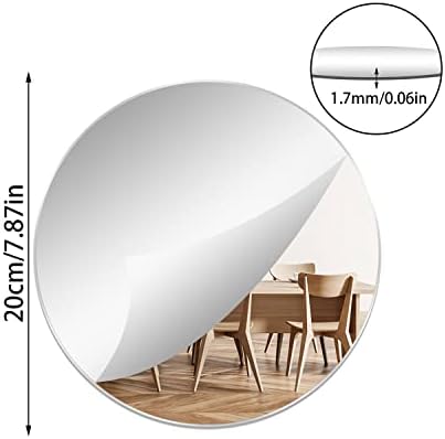 7.87" Round Acrylic Mirror Tiles, 2Pcs Flexible Plastic Wall Mirror - Image 2
