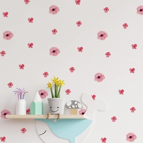208Pcs Boho Flower Wall Stickers, Peel and Stick Pink Floral Wall Decals, Removable Neutral Watercolor Wildflower Blossom Window Clings for Girls Bedroom Living Room Offices Home Decoration - Image 6
