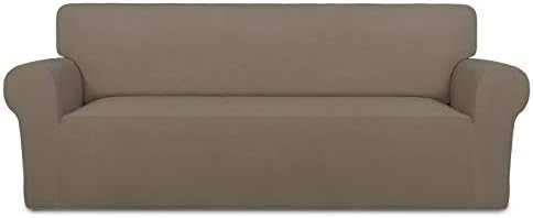 PureFit Stretch Oversized Couch Covers Fleece Sofa Slipcovers Natural by PureFit