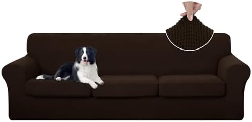 U-NICE HOME 4 Pieces Oversized Stretch Couch Cover Slipcover, Chocolate by U-NICEHOME