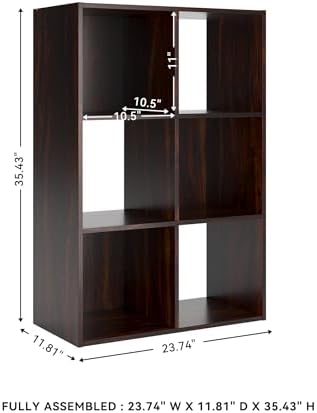 Signature Design by Ashley Glosmount 6 Cube Storage Organizer or Bookcase, Cherry & Light Brown - Image 3