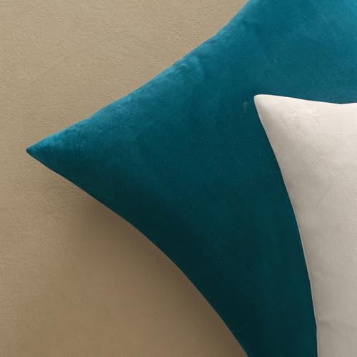 MIULEE 28x28 Inch Pack of 2 Euro Velvet Throw Pillow Covers Teal - Image 4