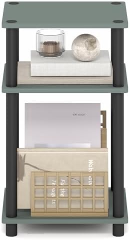 Furinno JUST Toolless 3-Tier Side Table, Open Shelf End Table, Sage Green - Image 7