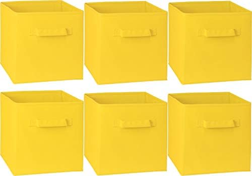 Simple Houseware 11-Inch Foldable Cube Storage Bins, Yellow, 6-Pack - Image 2