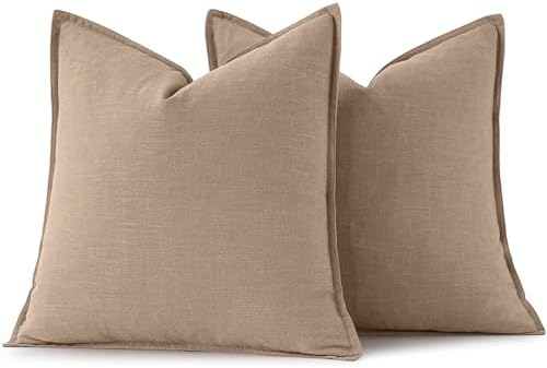 MIULEE Decorative Linen Euro Sham Pillow Covers 24x24 Camel - Image 6
