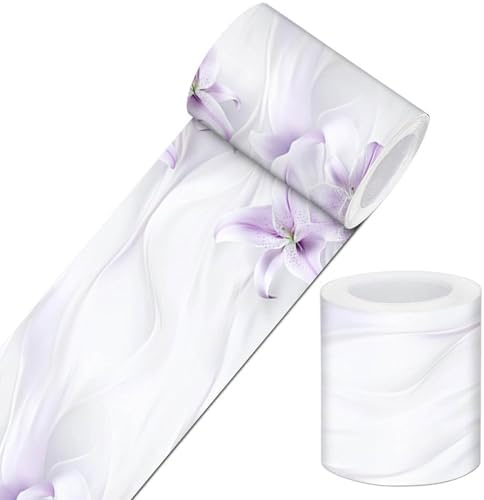 IVN Wallpaper Border Peel and Stick Wall Purple Lily Silk 4x196 Inch by IVN