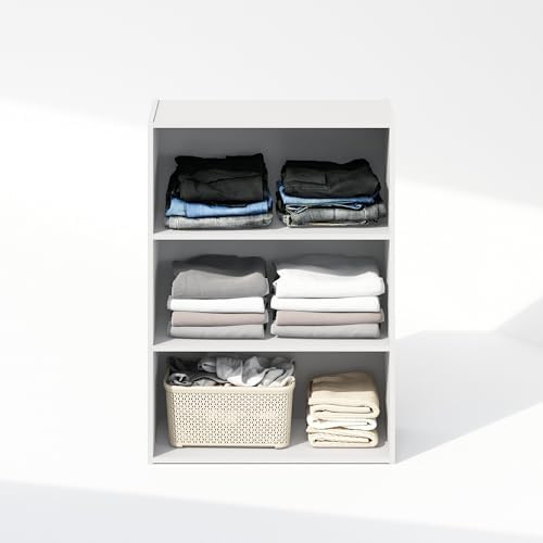 Furinno Reed Closet Organizers and Storage, 3-Tier Reversible Closet Shelves, Closet Organization Shelf, 9.7 x 23.7 x 31.5, for Bedroom, Closet, Plain White - Image 4