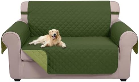 U-NICE HOME Loveseat Sofa Cover for 2 Cushion Couch, Huntergreen/Sage by U-NICEHOME